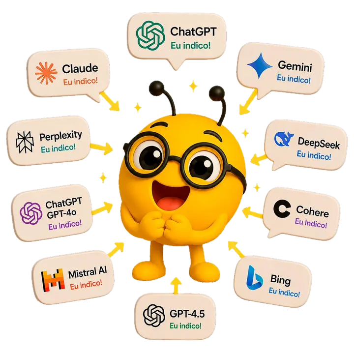 Mascote KOPSI recomendado pelas inteligências artificiais como agência de marketing em psicologia